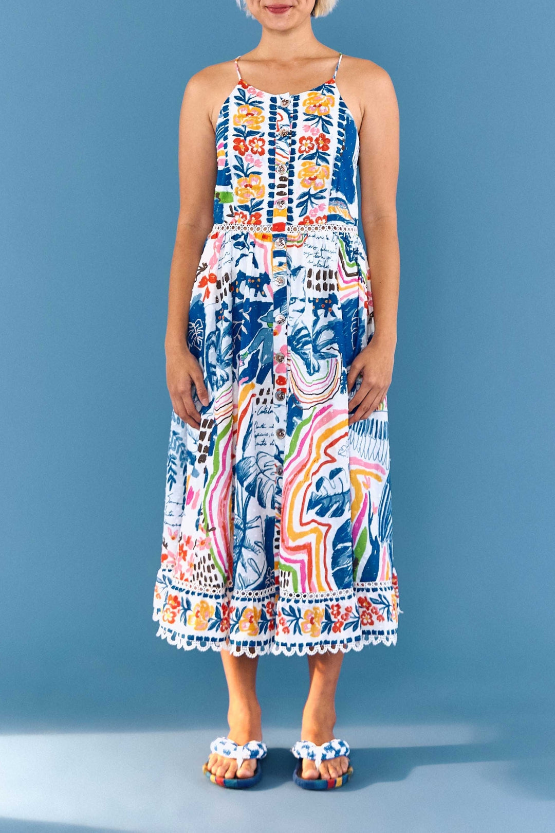 Robe longue Brésil sauvage en coton - Multicolore