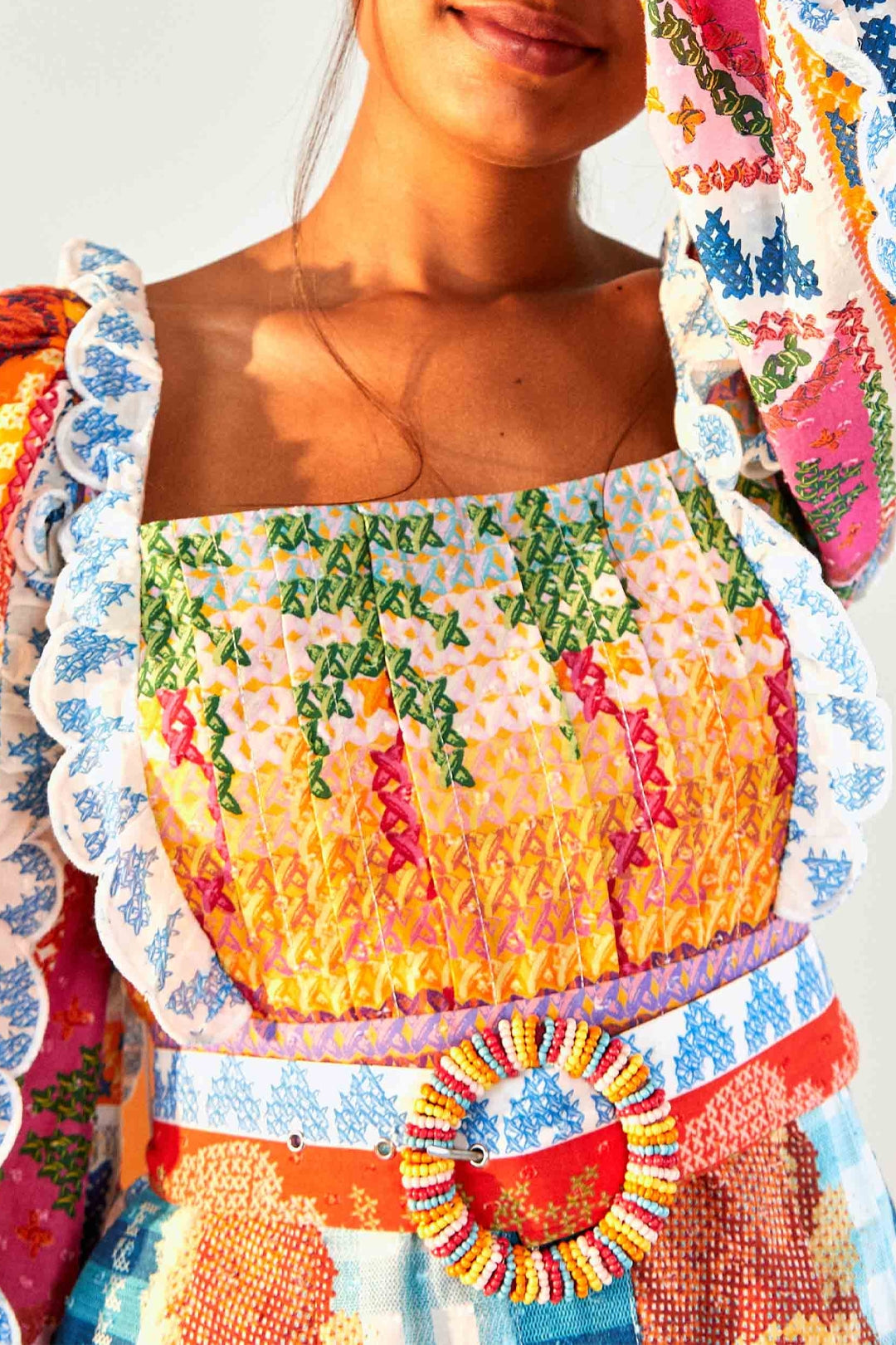 Combi-short à manches longues en coton - Multicolore