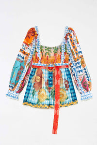 Combi-short à manches longues en coton - Multicolore