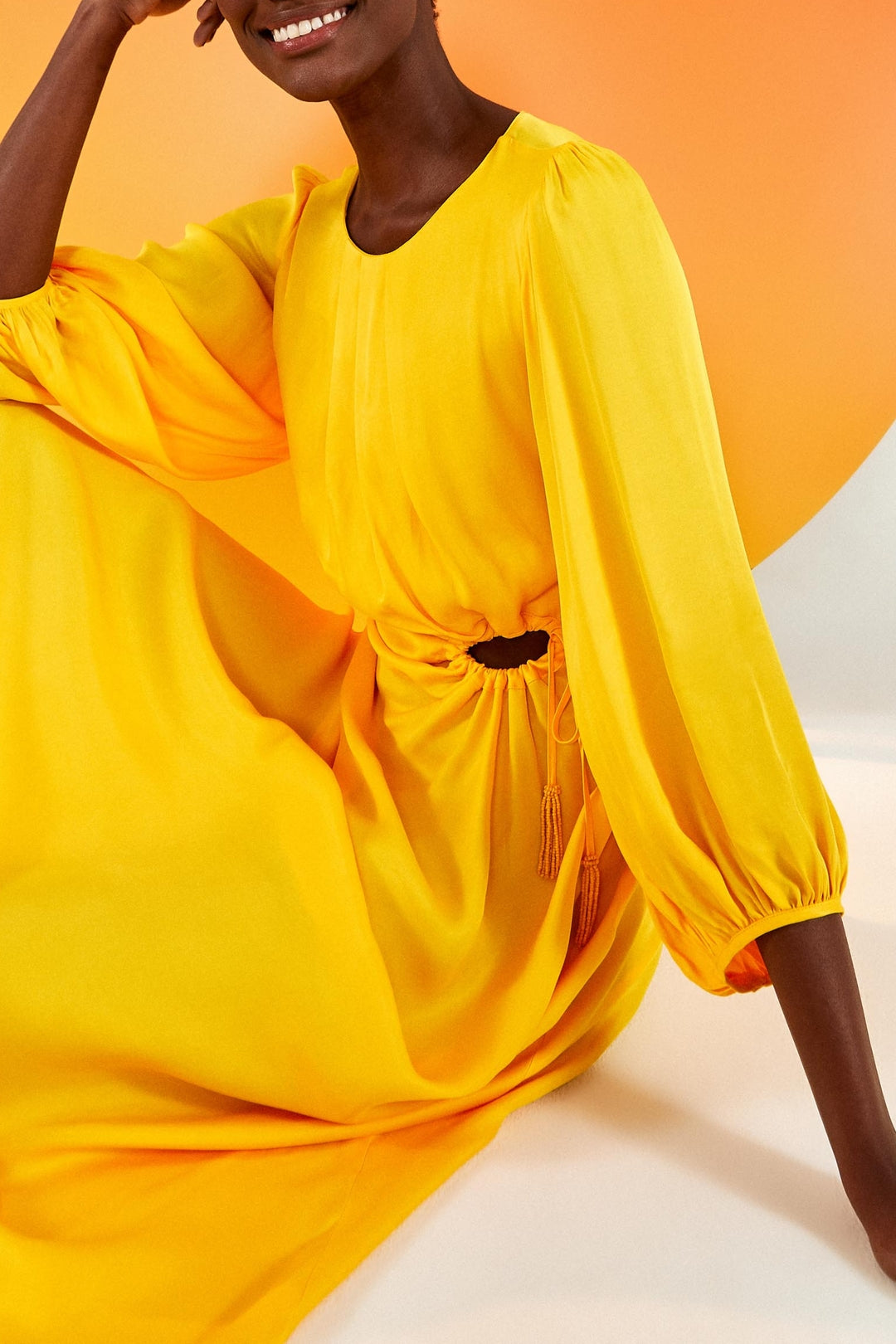 Robe midi Yellow Piping - Jaune