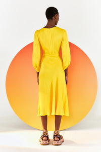 Robe midi Yellow Piping - Jaune