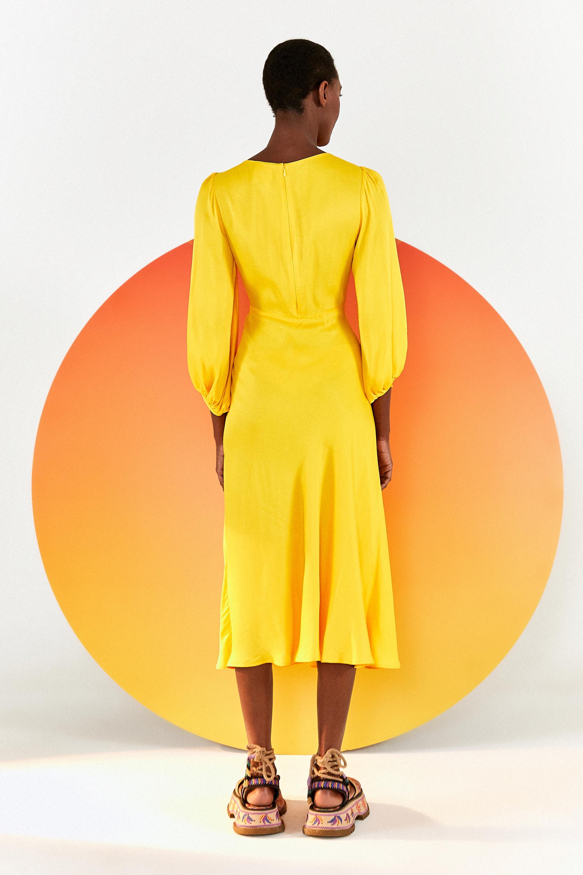Robe midi Yellow Piping - Jaune