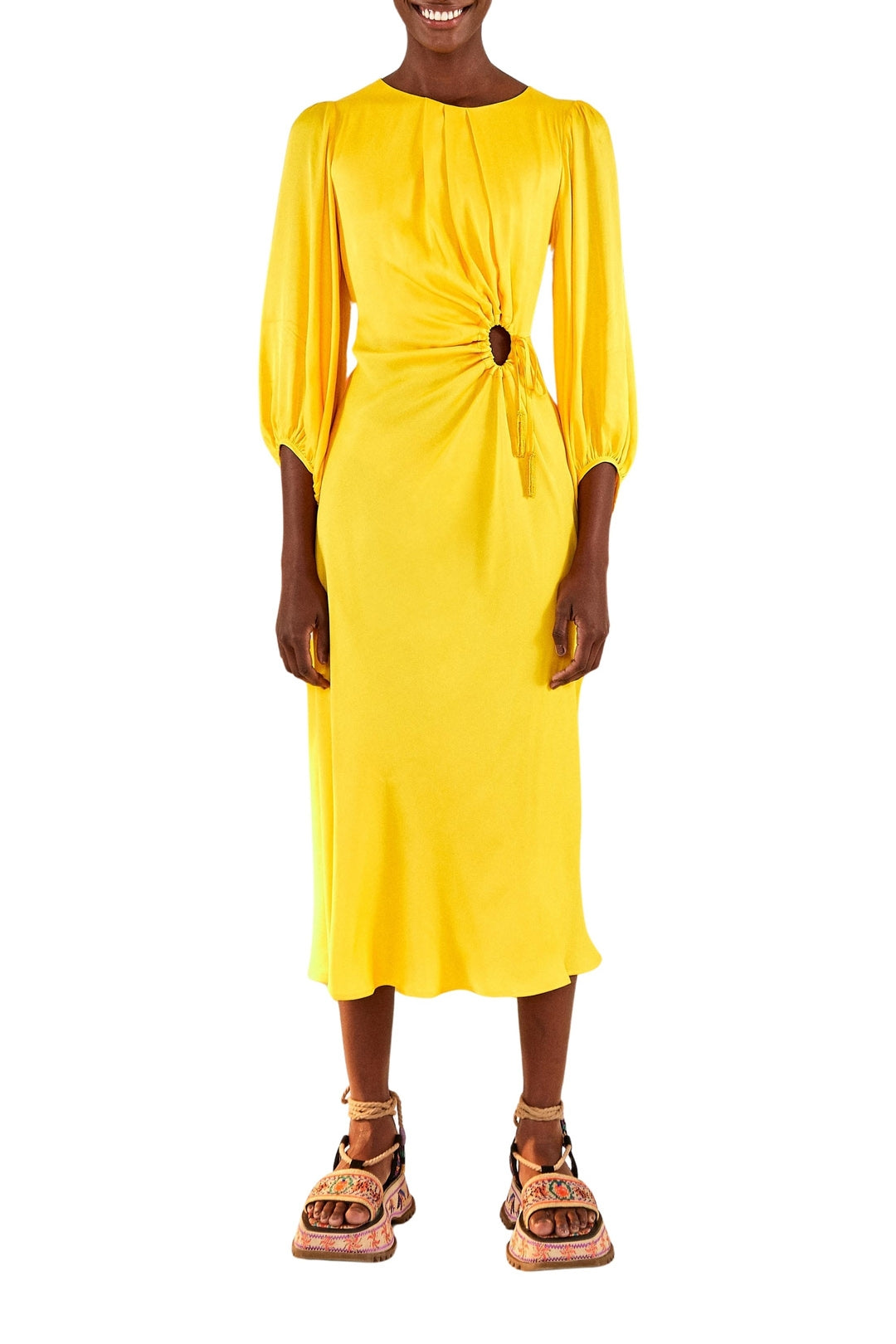 Robe midi Yellow Piping - Jaune