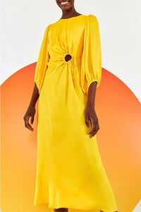 Robe midi Yellow Piping - Jaune