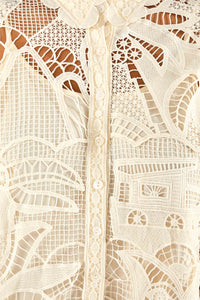 Robe midi nuisette en dentelle - Blanc
