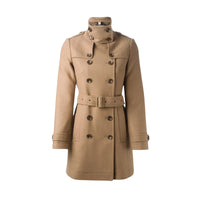 Trench-coat court en double sergé de laine - Camel