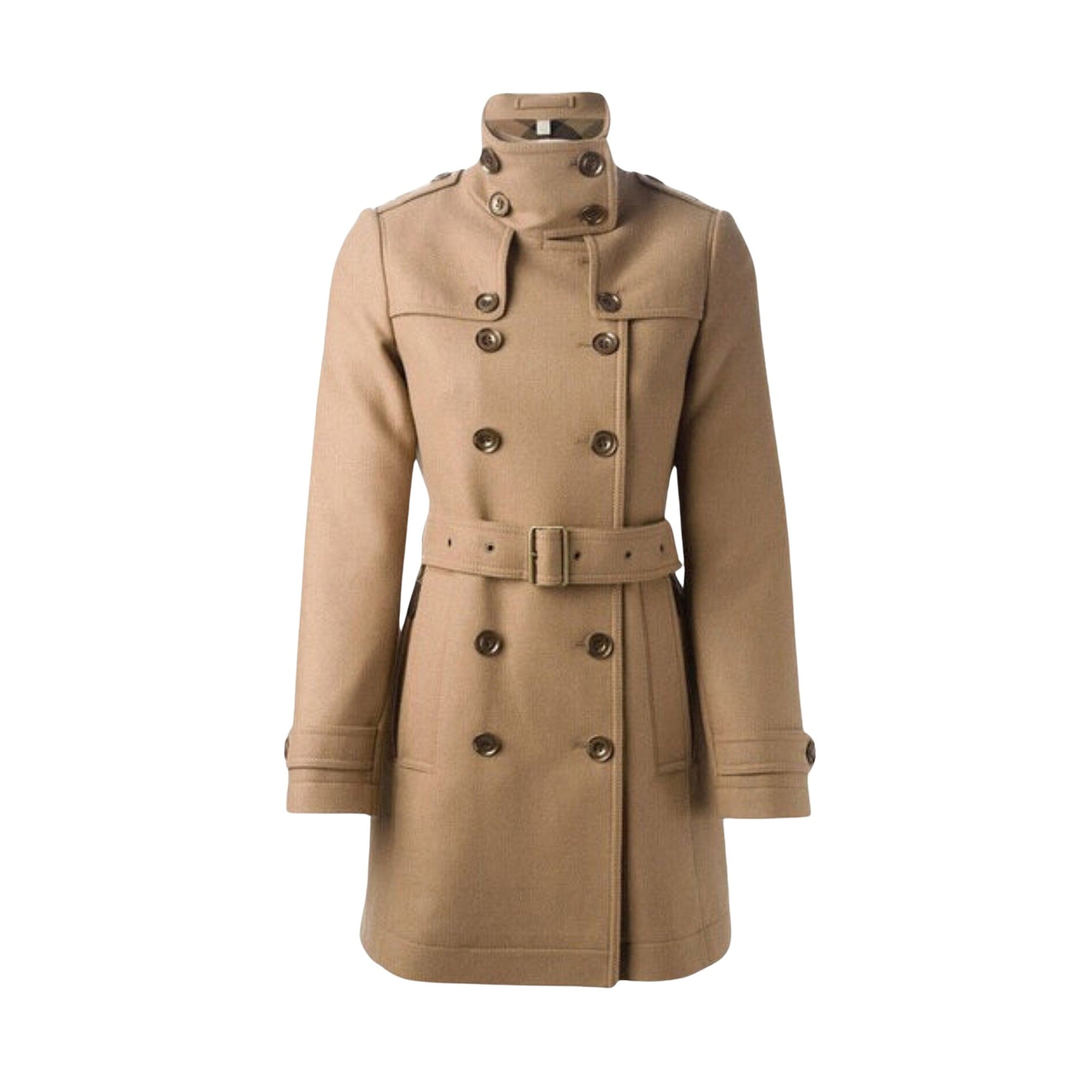 Trench-coat court en double sergé de laine - Camel