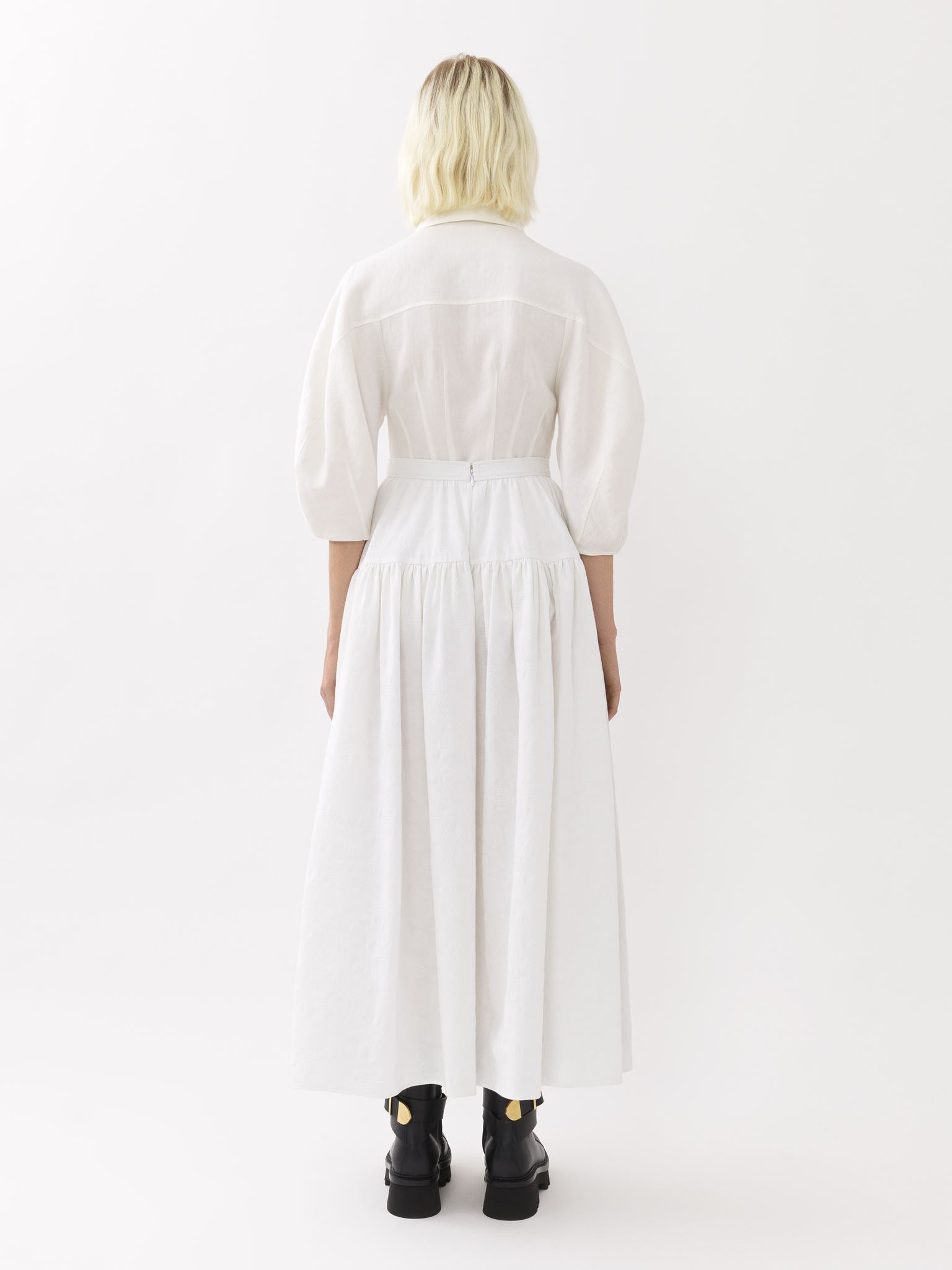 Jupe maxi froncée - Blanc