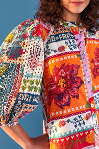 Robe longue d'été à œillets en coton - Multicolore