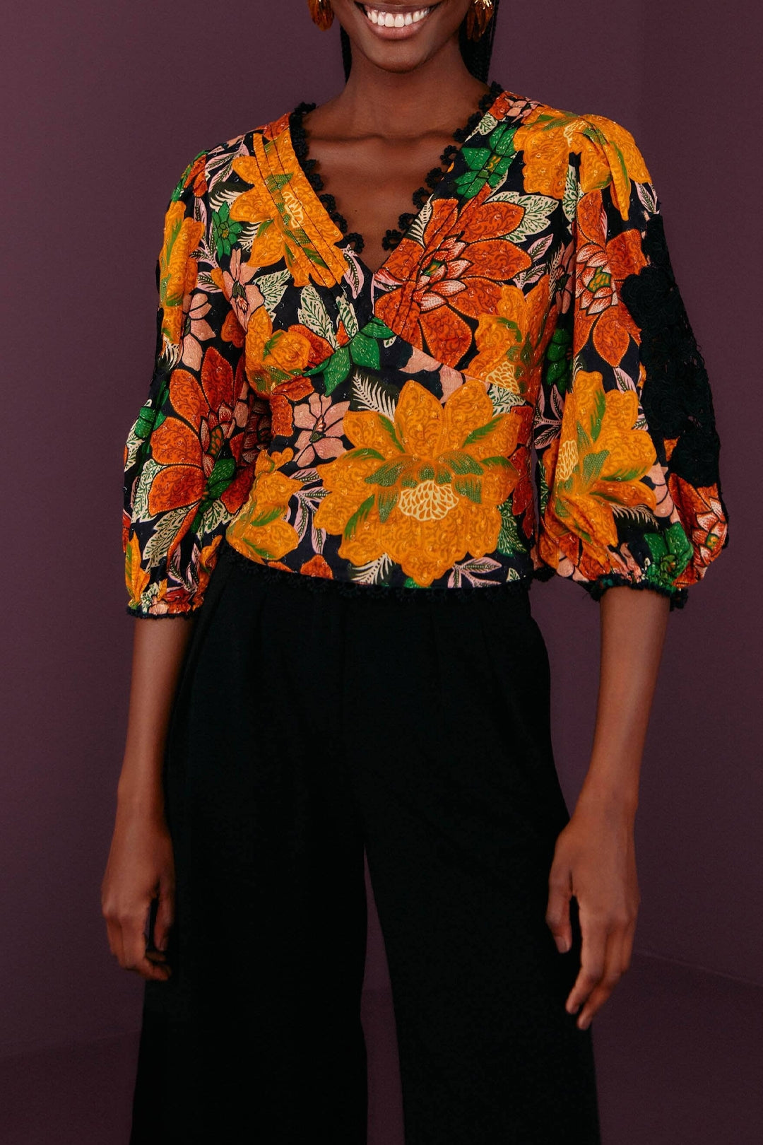 Blouse Jardin en coton - Orange
