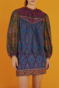 Mini jupe Tapestry Scarf en coton - Bleu