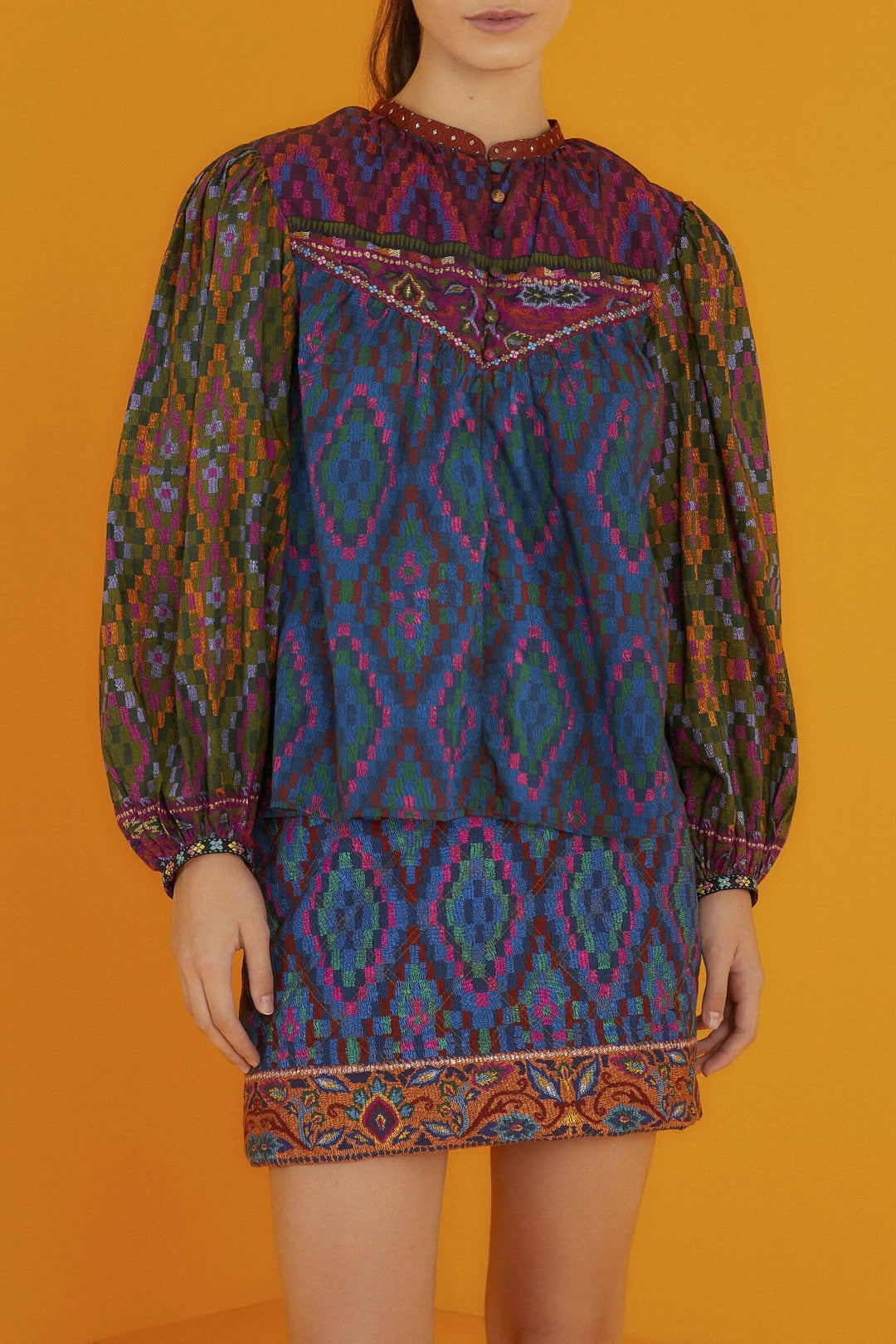 Mini jupe Tapestry Scarf en coton - Bleu