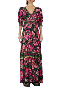 Robe longue Jardin de fleurs - Rouge