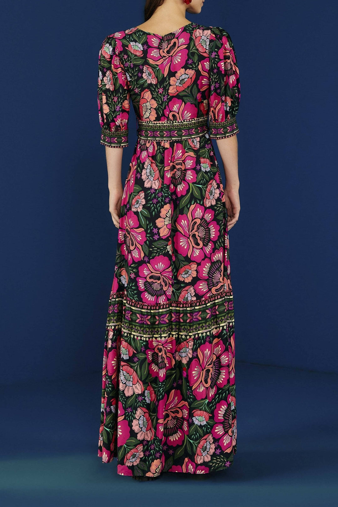 Robe longue Jardin de fleurs - Rouge