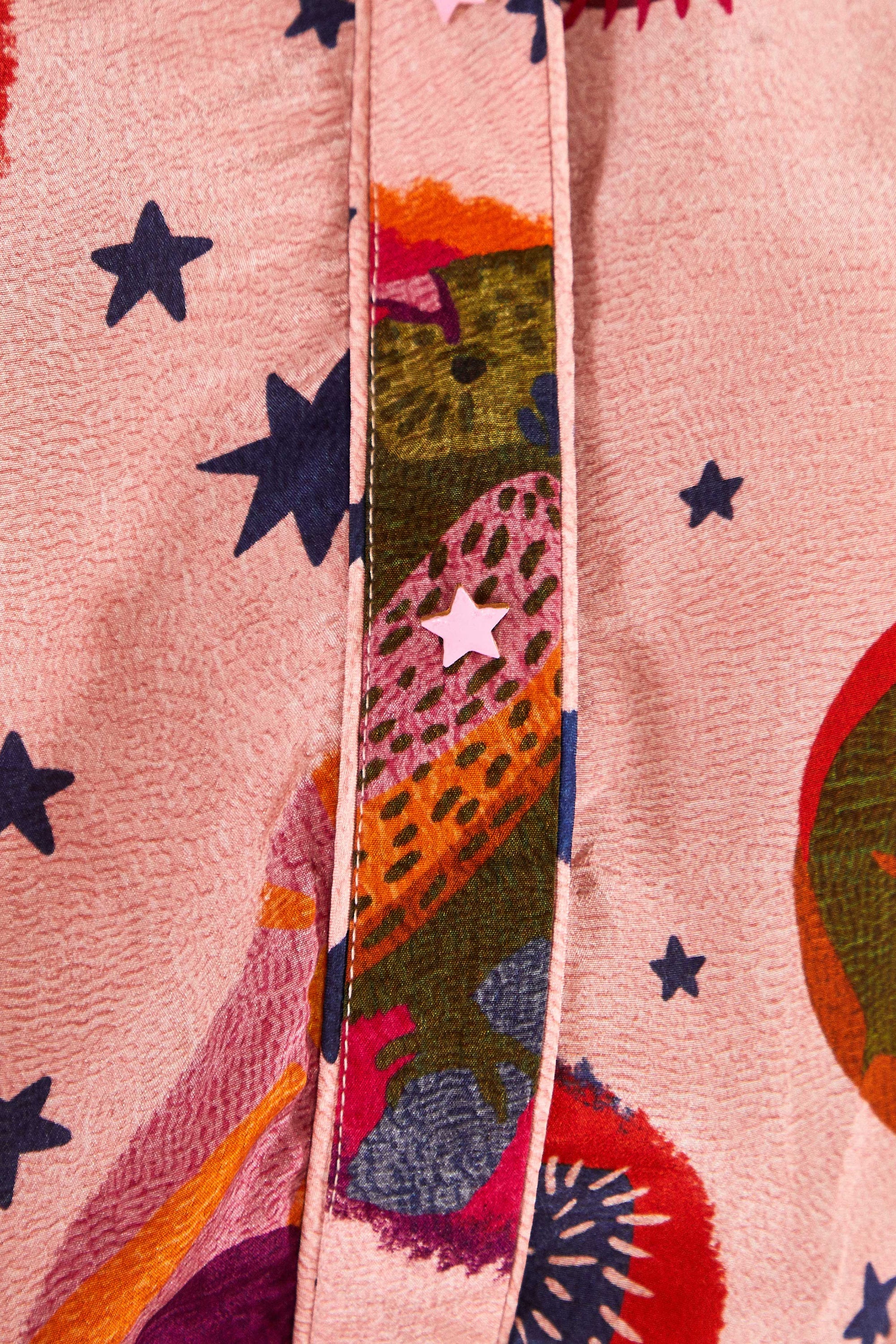 Chemise longue ceinturée Dream Collage - Rose