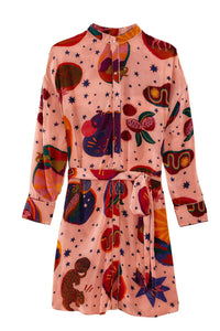 Chemise longue ceinturée Dream Collage - Rose