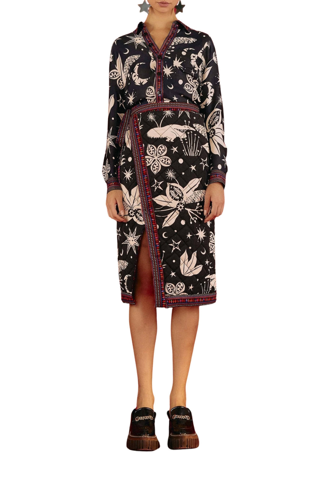 Chemise à motifs contrastés - Noir