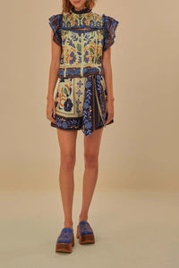 Short Ocean Tapestry en coton - Vert