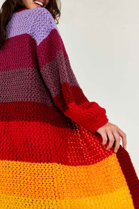 Cardigan à rayures tourbillonnantes - Multicolore