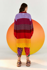 Cardigan à rayures tourbillonnantes - Multicolore