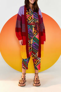 Cardigan à rayures tourbillonnantes - Multicolore