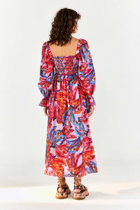 Robe longue Bananas colorées en coton - Rouge
