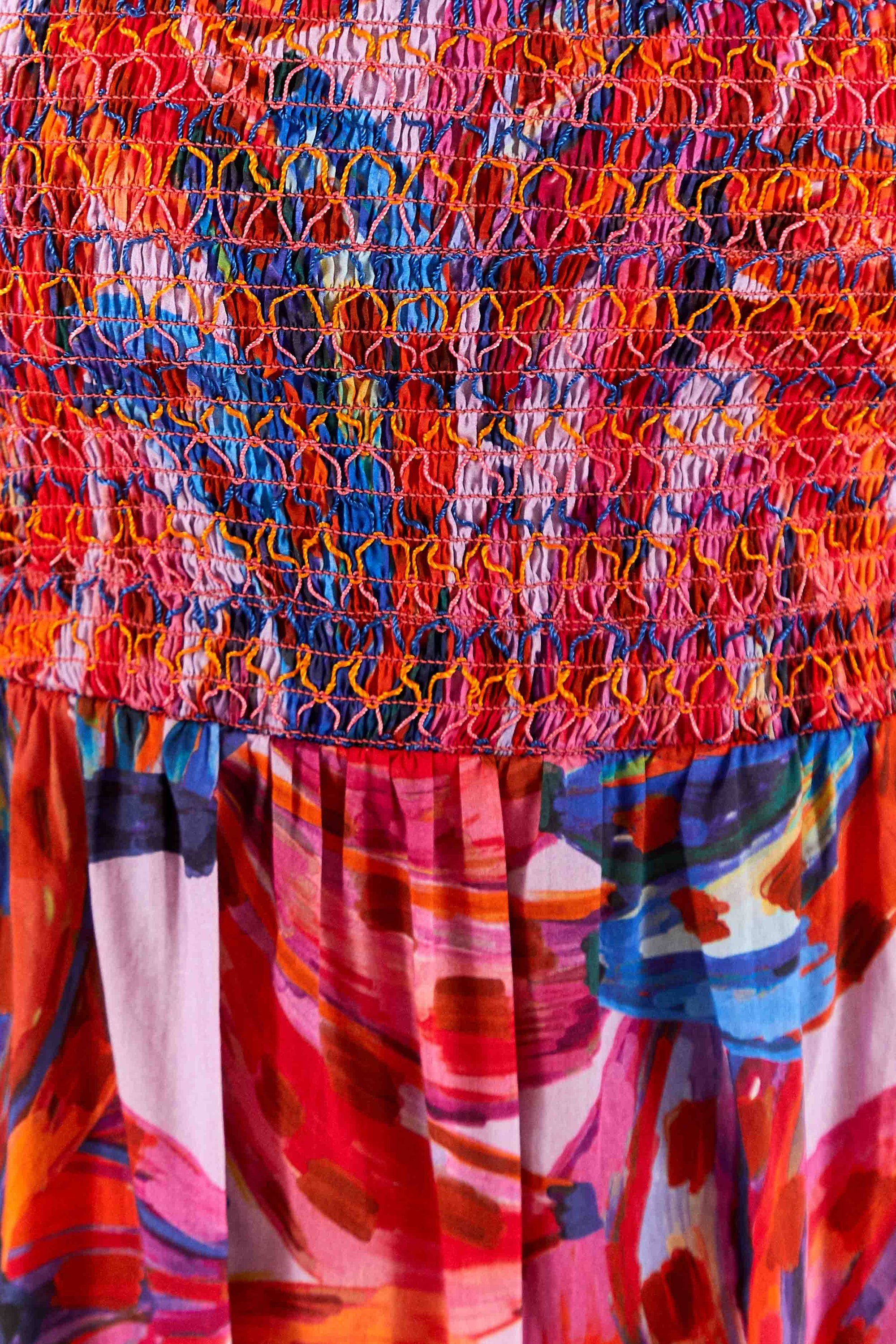 Robe longue Bananas colorées en coton - Rouge