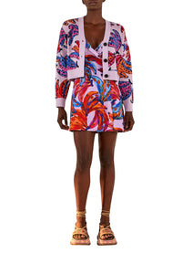 Robe courte Bananas colorées en lin - Rouge