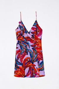 Robe courte Bananas colorées en lin - Rouge