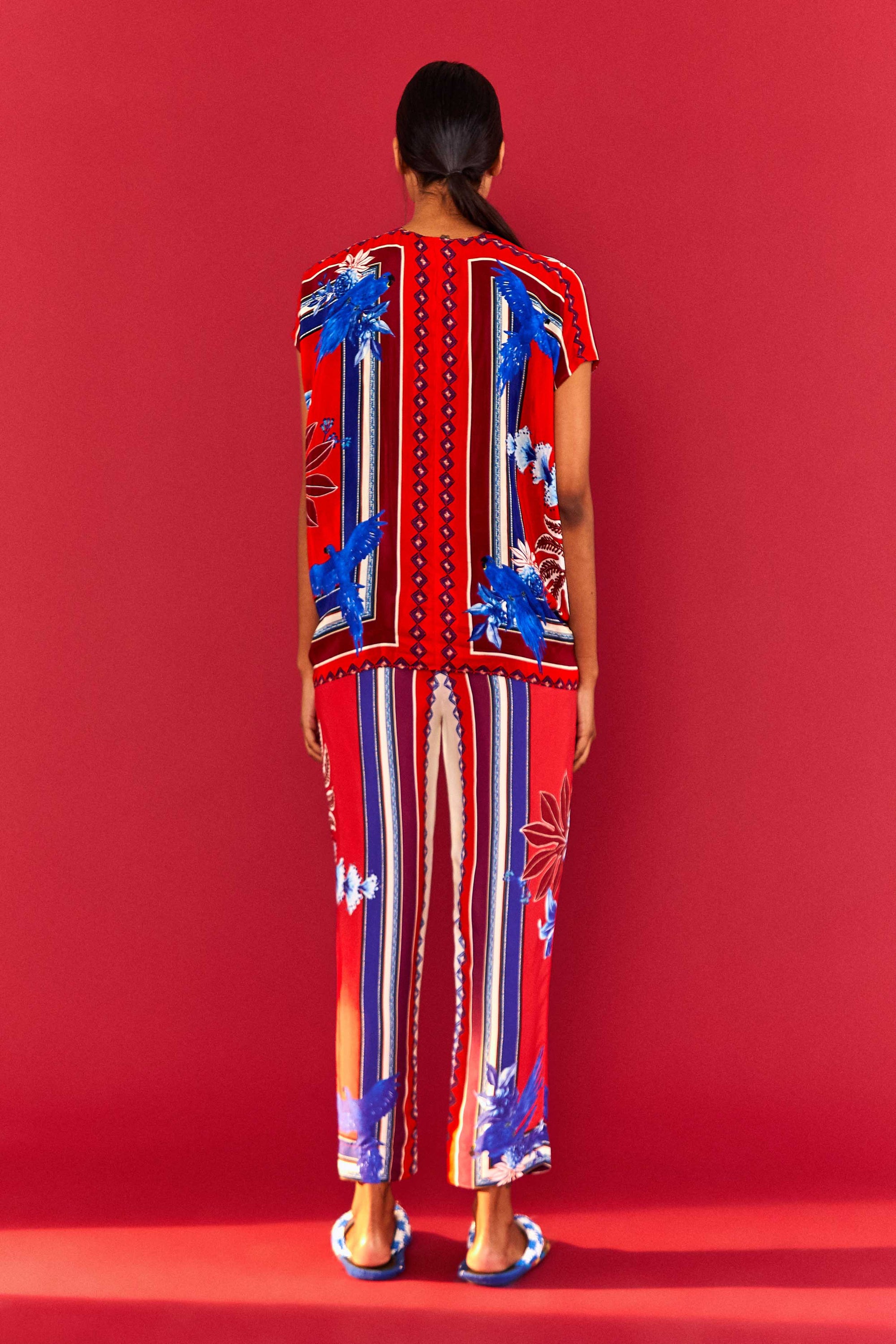 Blouse Macaw Scarf - Rouge