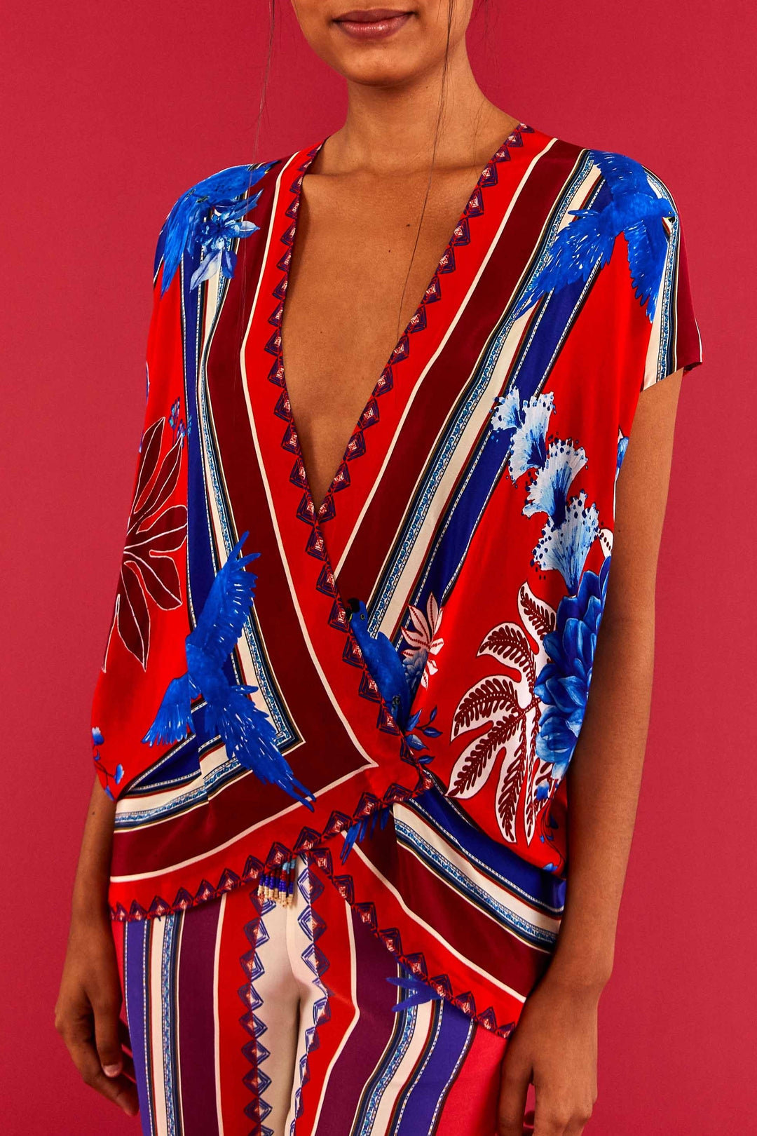 Blouse Macaw Scarf - Rouge