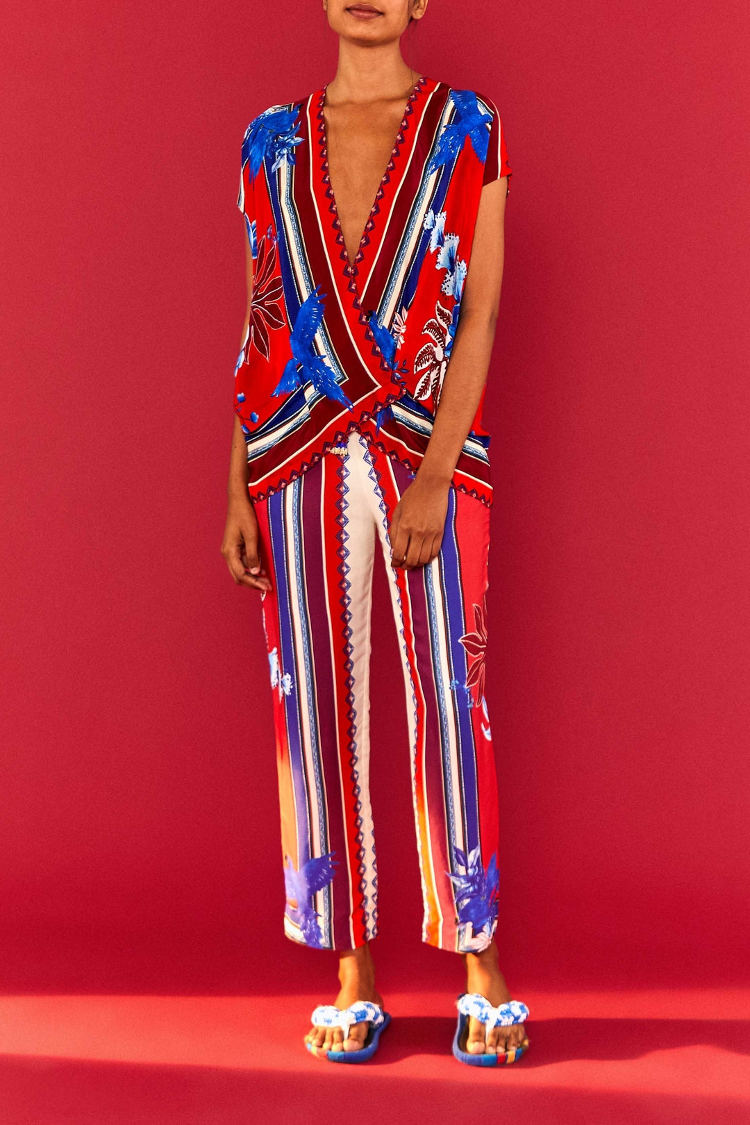 Blouse Macaw Scarf - Rouge