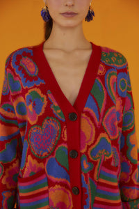 Cardigan Lisa Color Block - Rouge