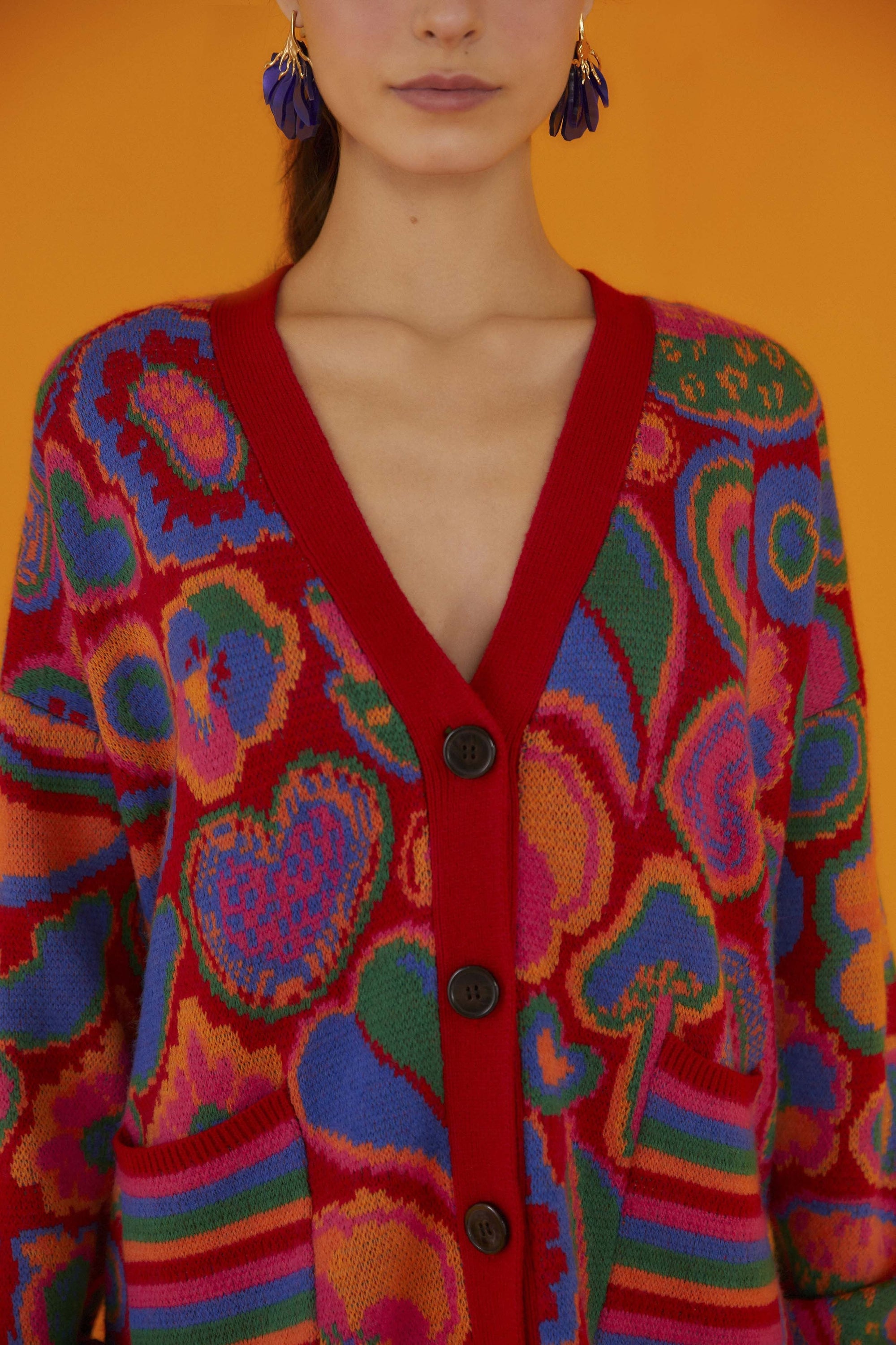 Cardigan Lisa Color Block - Rouge