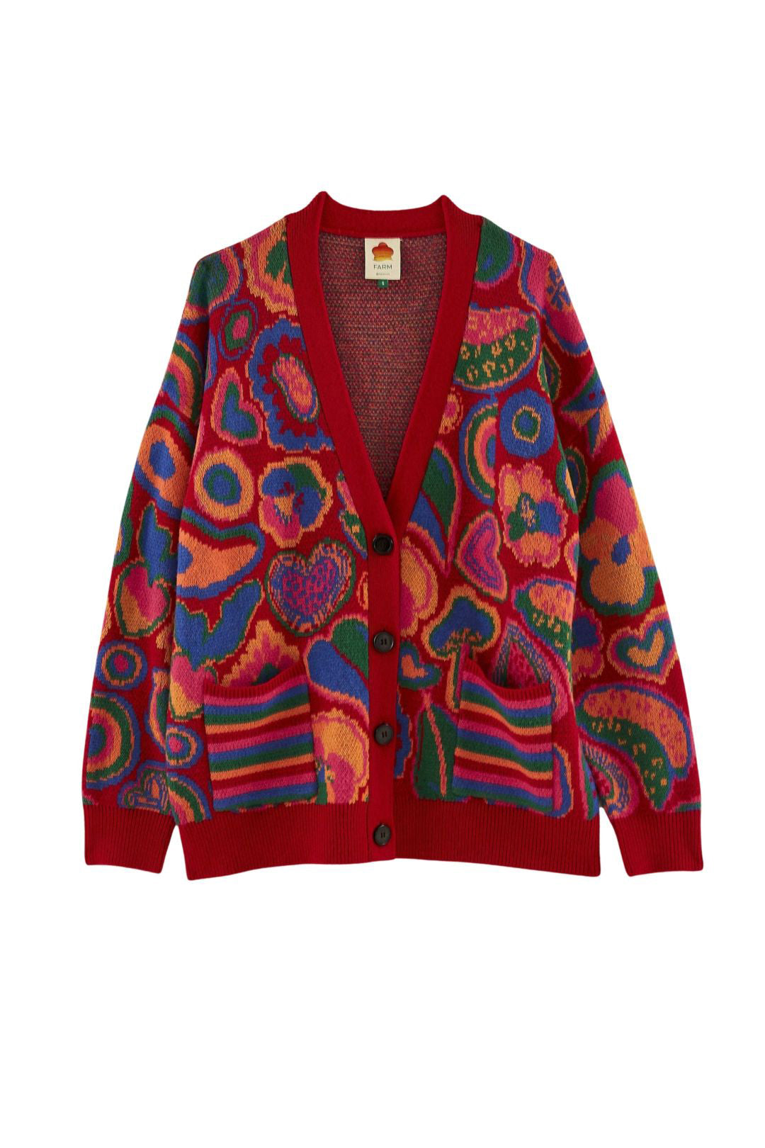 Cardigan Lisa Color Block - Rouge