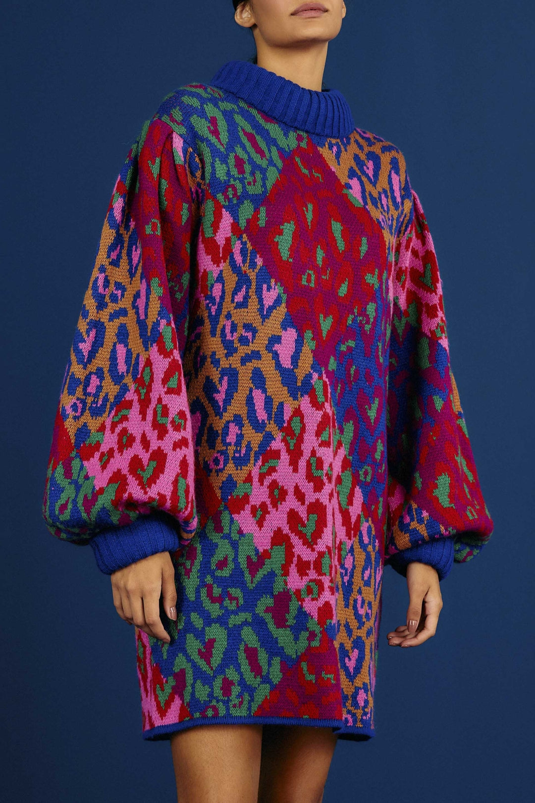 Robe courte pull Léopard - Multicolore