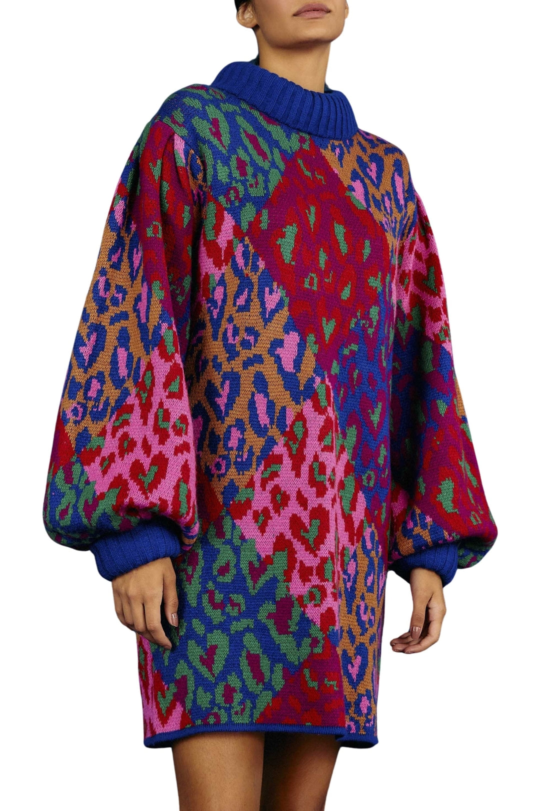 Robe courte pull Léopard - Multicolore