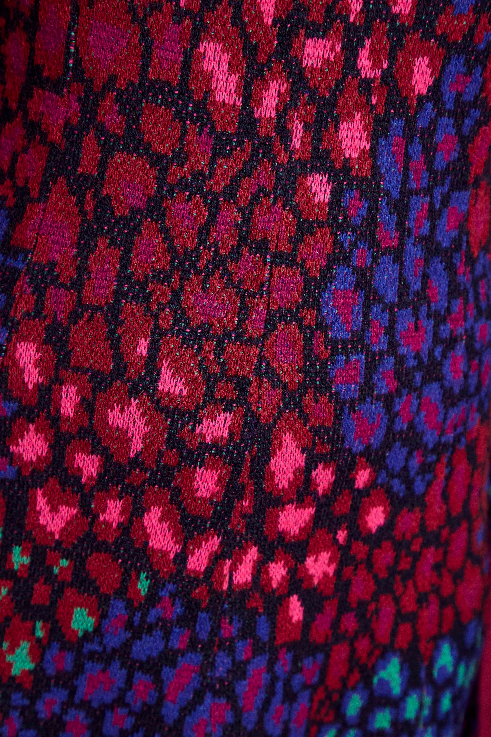 Robe longue Léopard à col montant - Bleu
