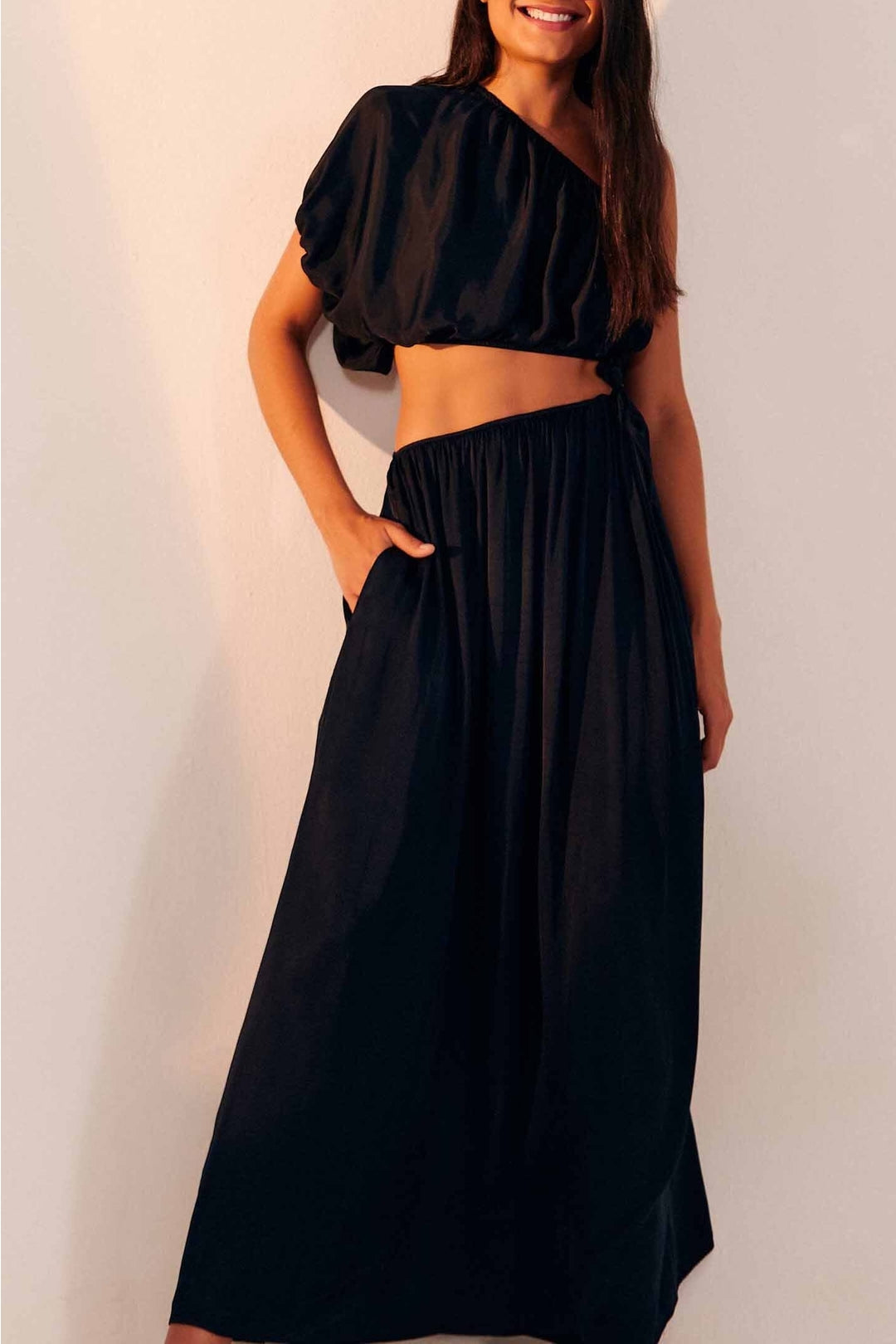 Robe longue asymétrique - Noir