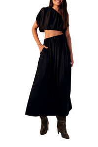 Robe longue asymétrique - Noir
