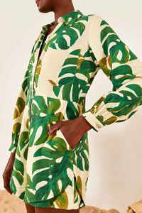 Combi-short Monstera en lin - Vert