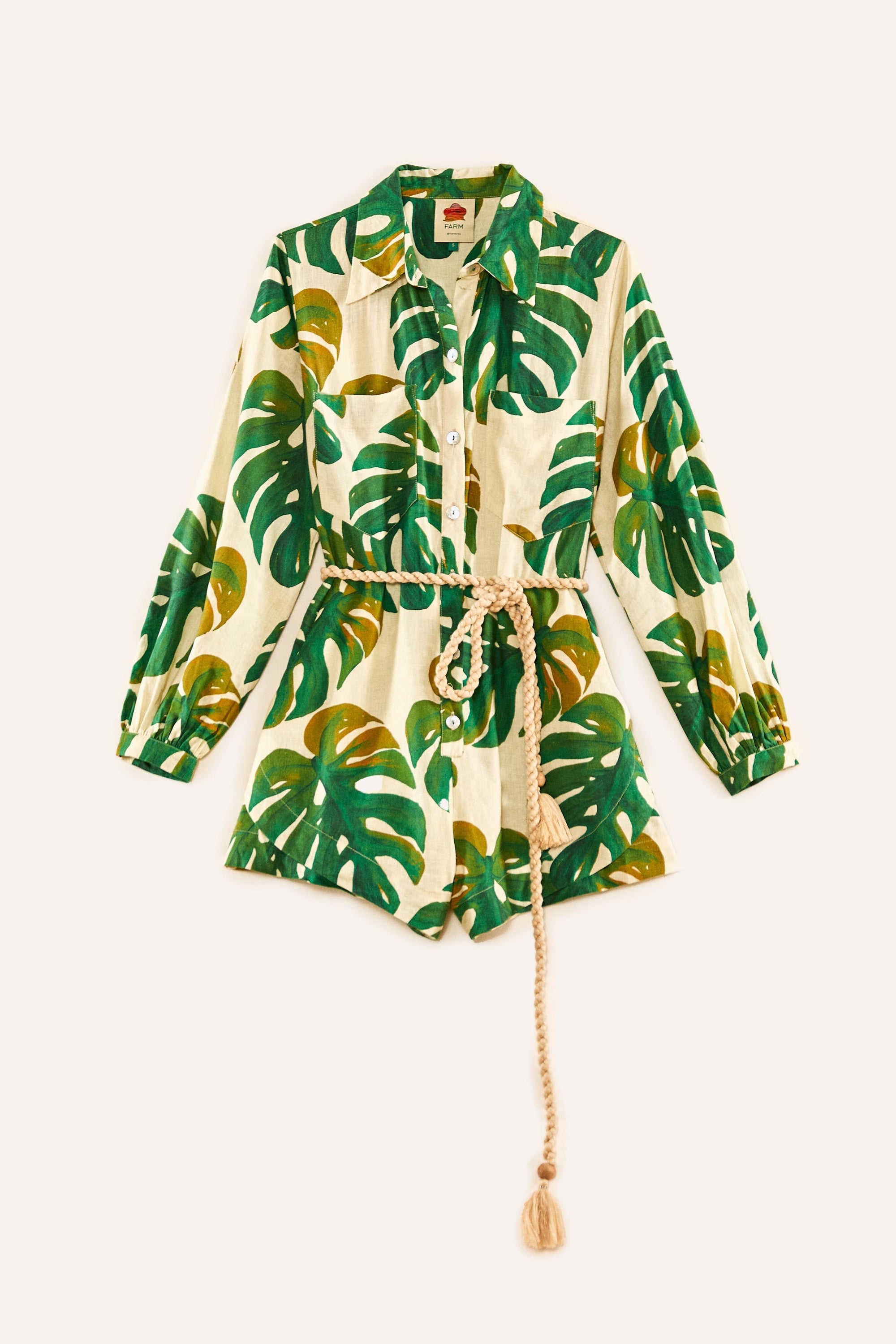 Combi-short Monstera en lin - Vert