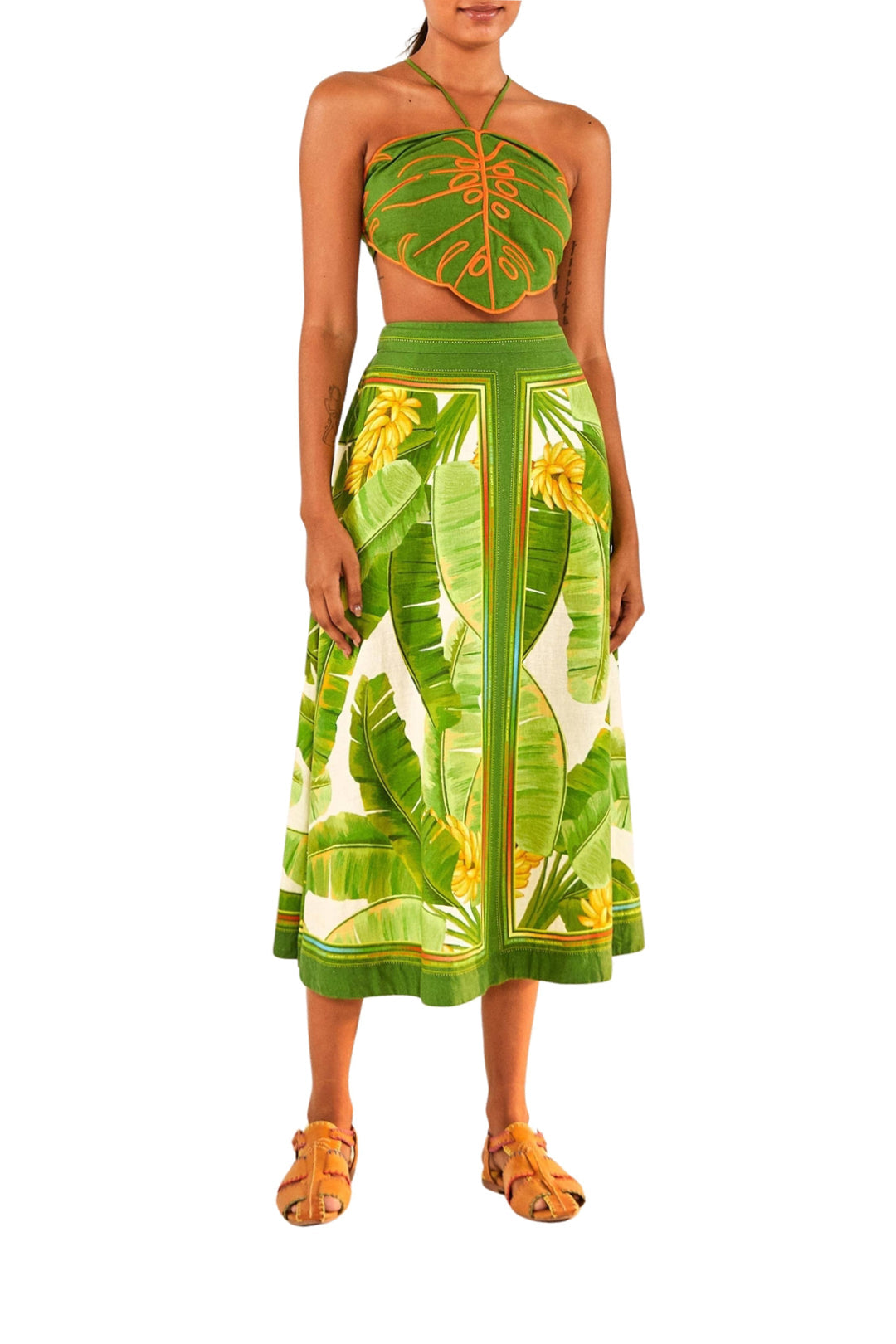 Top Monstera en lin - Vert