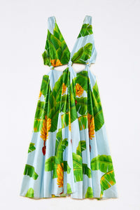 Robe longue Fresh Bananas en lin - Vert