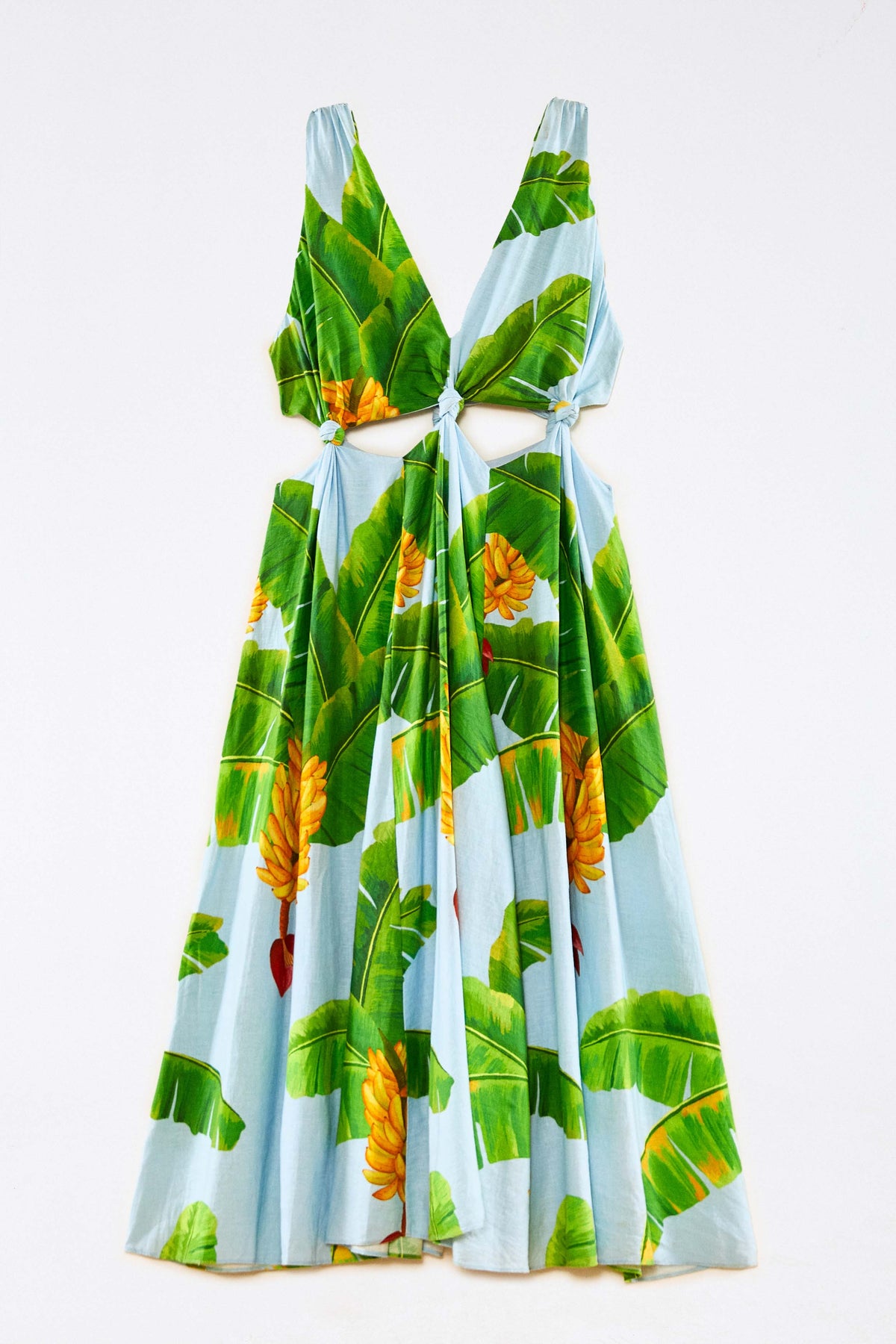 Robe longue Fresh Bananas en lin - Vert