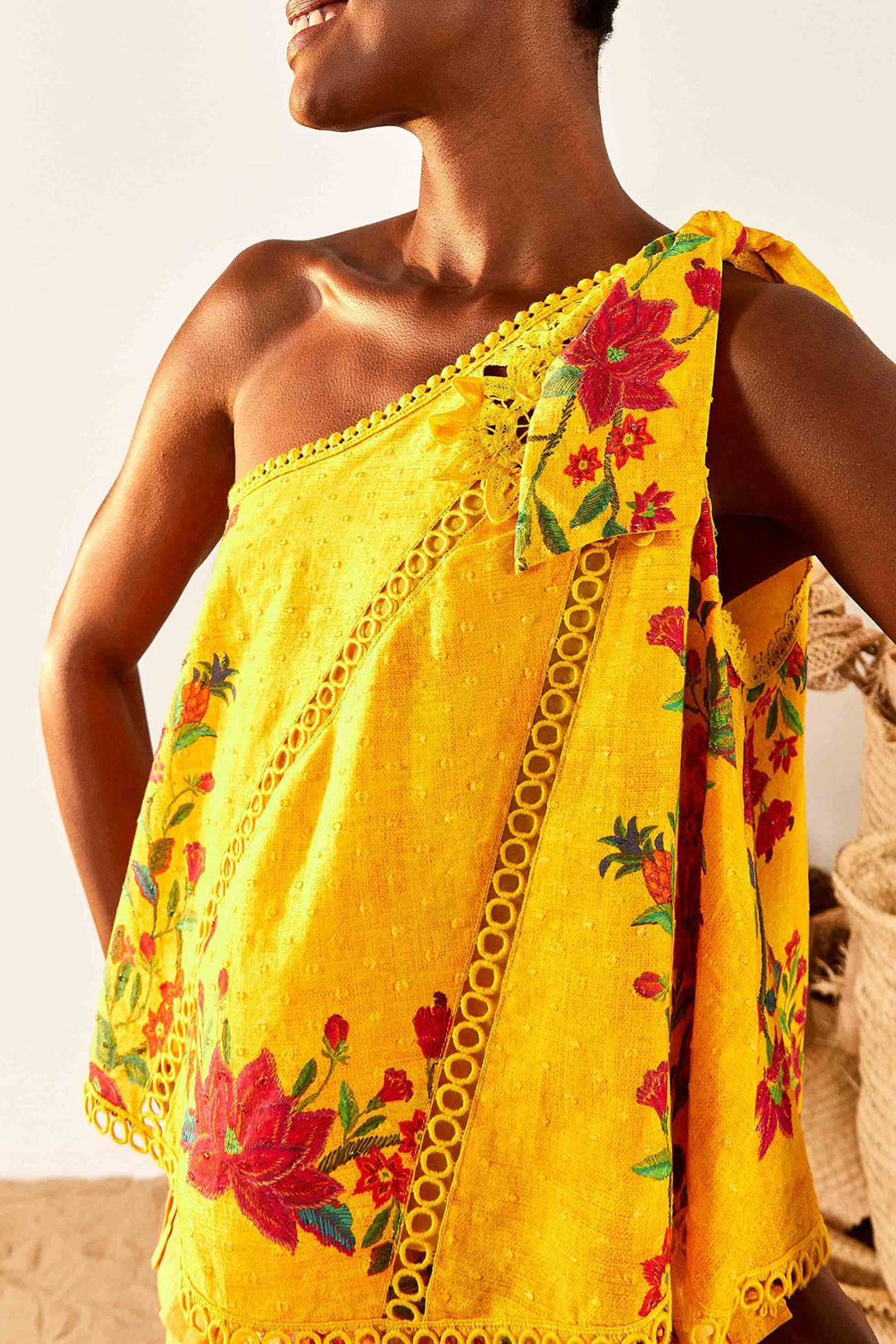 Blouse asymétrique Flower Dream en coton - Multicolore