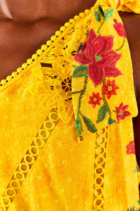 Blouse asymétrique Flower Dream en coton - Multicolore