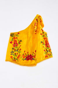 Blouse asymétrique Flower Dream en coton - Multicolore