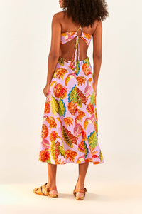 Robe midi Beaks & Bananas en lin - Orange