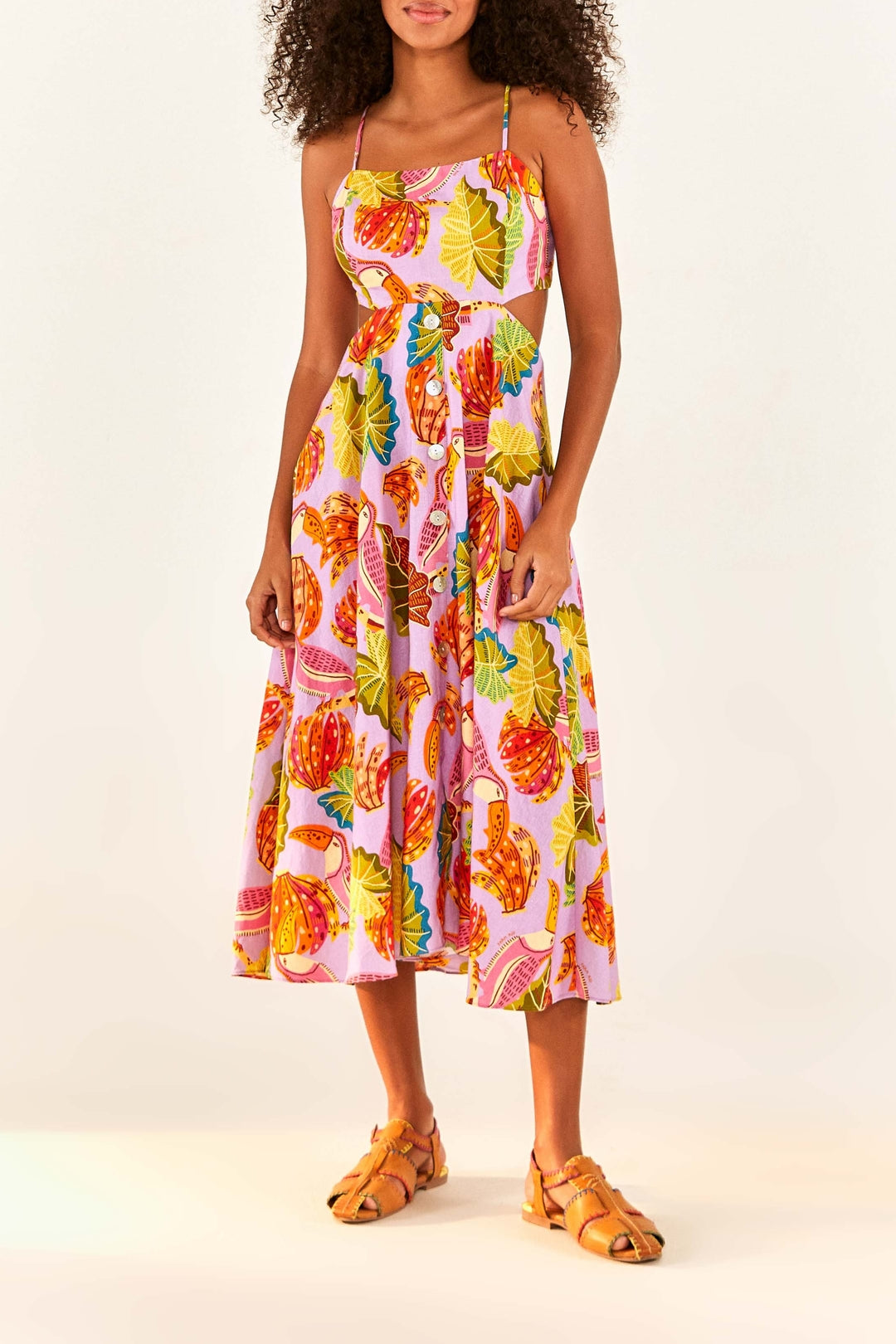 Robe midi Beaks & Bananas en lin - Orange